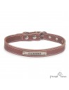 Collar de piel de vaquetilla Chocolate personalizado para perro