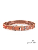 Collar piel vaquetilla con bandera España para perro