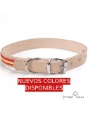 Collar piel vaquetilla con bandera España para perro