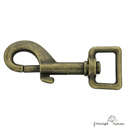 Mosquetón quitavueltas oro viejo para correas de perro