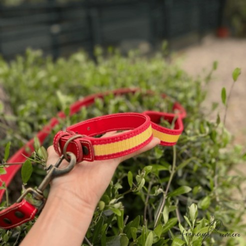 Collar Piel Bandera España para perros