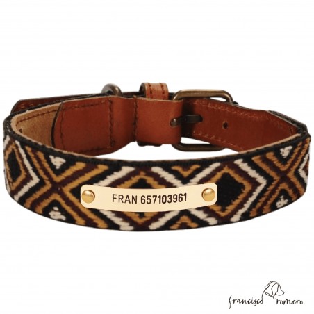 Collar Piel Funda Antiparasitaria Luna Marrón Personalizado