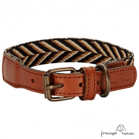 Collar para perro Piel Espiga Marrón Personalizado