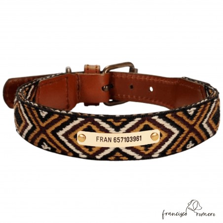 Collar para perro Piel Luna Marrón Personalizado