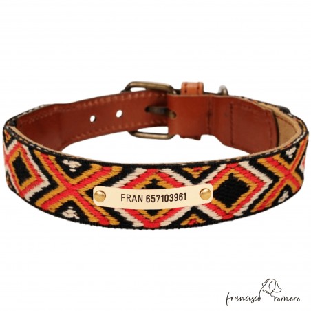 Collar Piel Funda Antiparasitaria Luna Rojo Personalizado