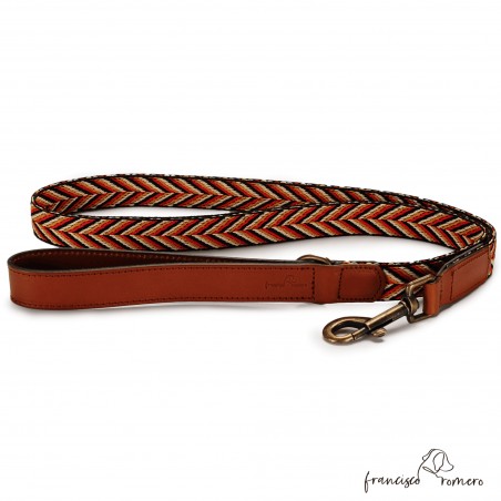 Correa paseo Piel Espiga Rojo para perros