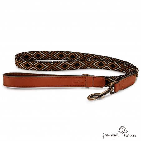 Correa paseo Piel Luna Marrón para perros