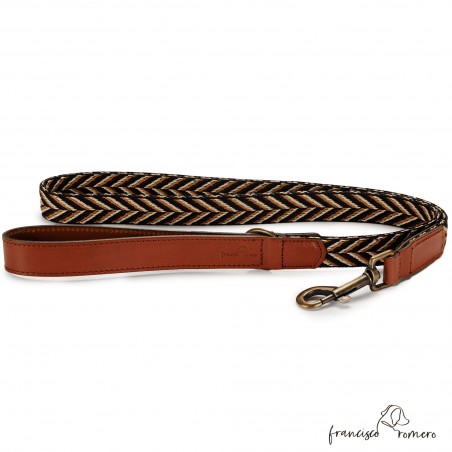Correa paseo Piel Espiga Marrón para perros