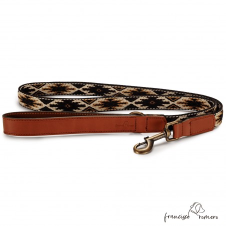 Correa paseo Piel Estrella Marrón para perros