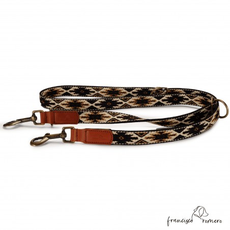 Correa Multiposición Piel Estrella Marrón para perros