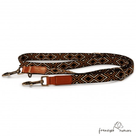 Correa Multiposición Piel Luna Marrón para perros