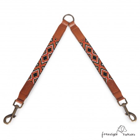 Amarre dos perros Piel Luna Rojo