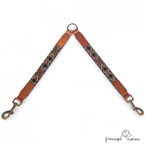 Amarre para dos perros Piel Luna Marrón