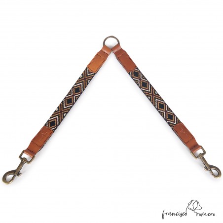 Amarre dos perros Piel Luna Marrón