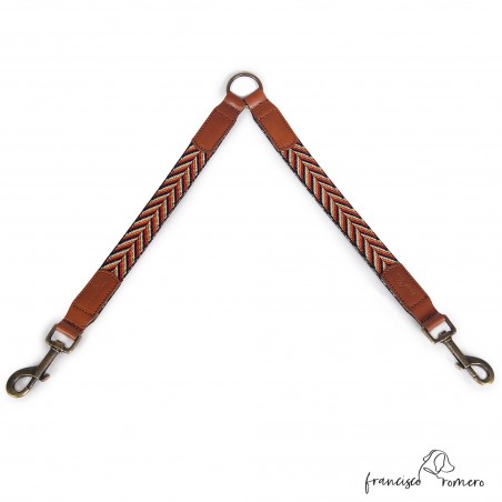 Amarre dos perros Piel Espiga Rojo