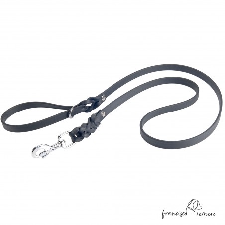 Correa paseo trenzada Biothane súper duro negro para perro