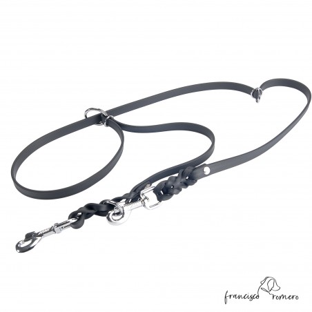 Correa multiposición regulable Biothane negro para perro