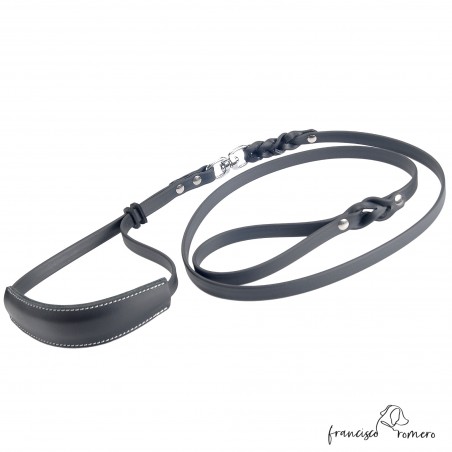 Correa con Collar incorporado Biothane súper duro negro para perro