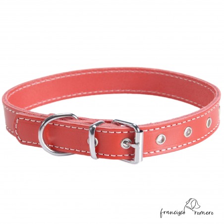 Collar de piel de vaquetilla Rojo