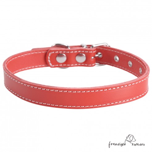 Collar de piel de vaquetilla Rojo