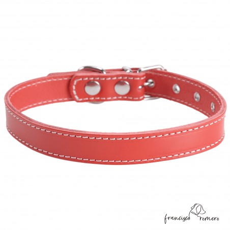 Collar de piel de vaquetilla Rojo