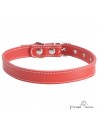 Collar de piel de vaquetilla rojo para perro