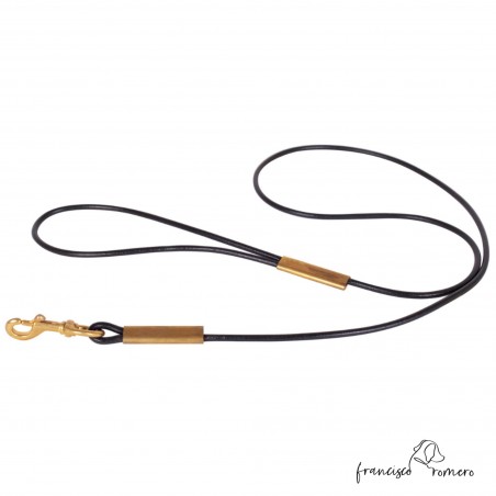 Correa Cuero Redondo 4 mm Latón para perro