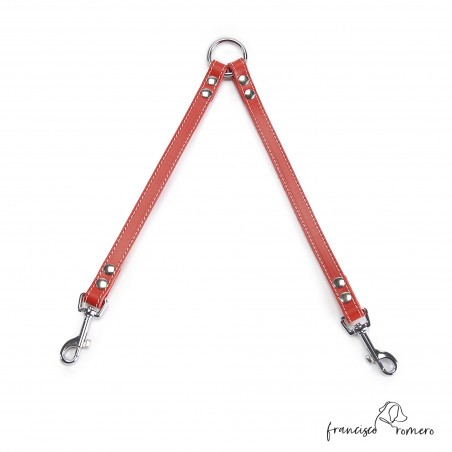 Amarre para perros piel de Ubrique Rojo