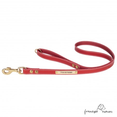 Correa para perros piel vaquetilla herrajes de latón personalizada