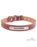 Collar doble piel vaquetilla herrajes níquel Personalizado para perro