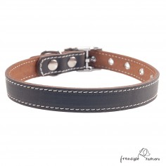 Collar doble piel de vaquetilla con herrajes de Níquel marrón 2