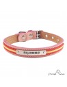 Collar doble piel vaquetilla bandera España níquel Personalizado perro