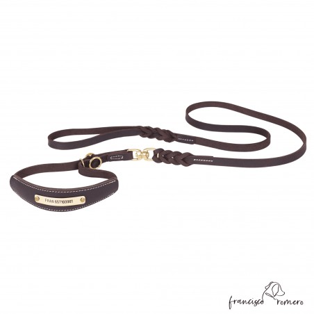 Correa Piel Engrasada Con Collar Incorporado Personalizado