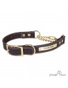 Collar corrector piel con cadena de latón personalizado para perro