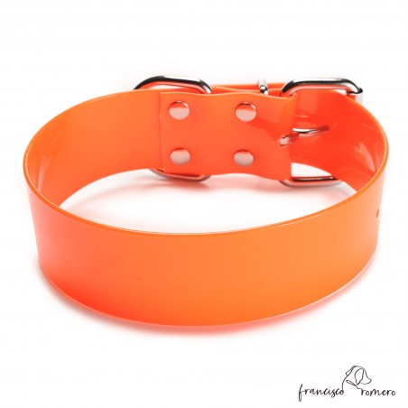 Collar Biothane Gold ancho cinta 5 cm naranja 1