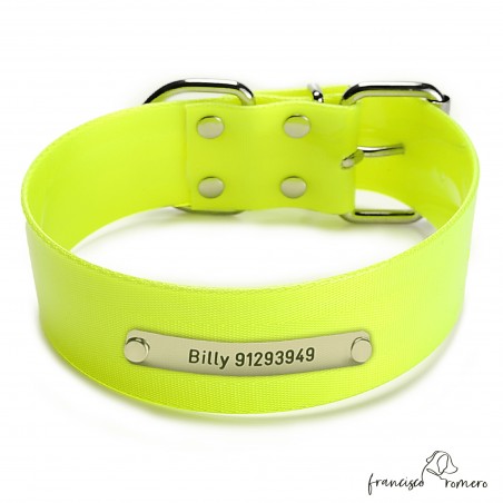 Collar Biothane Gold ancho cinta 5 cm Personalizado amarillo 1