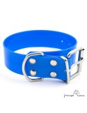 Collar Biothane Gold ancho cinta 3,8 cm azul