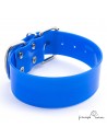 Collar Biothane Gold ancho cinta 3,8 cm azul 1