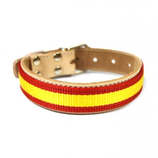 Collares para perros de piel vaquetilla bandera Personalización NO Colores nylon Colores piel Burdeos Medidas piel 2,5x35 cm