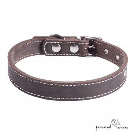 Collar de piel de vaquetilla Marrón