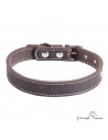 Collar de piel de vaquetilla marrón para perro