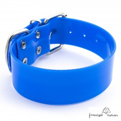 Collar Biothane Gold ancho cinta 3,8 cm azul 2