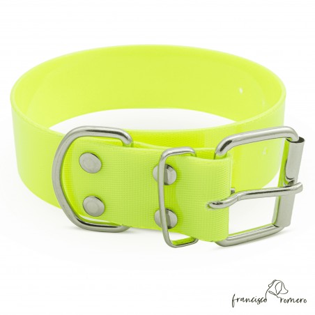 Collar Biothane Gold ancho cinta 3,8 cm amarillo