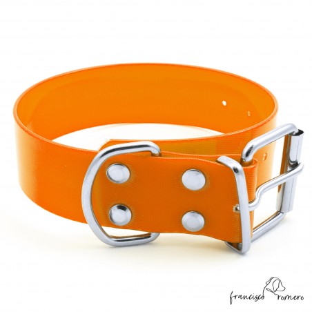 Collar Biothane Gold ancho cinta 3,8 cm naranja