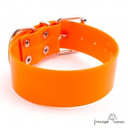 Collar Biothane Gold ancho cinta 3,8 cm naranja 1