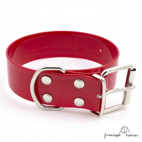 Collar Biothane Gold ancho cinta 3,8 cm rojo