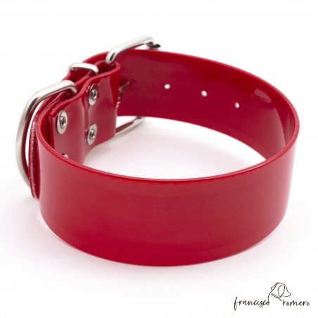 Collar Biothane Gold ancho cinta 3,8 cm rojo 1