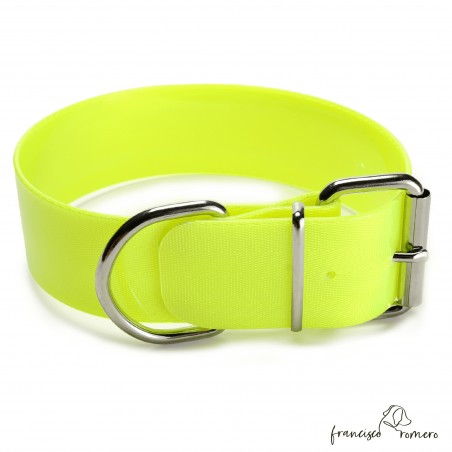 Collar Biothane Gold ancho cinta 5 cm amarillo
