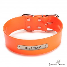 Collar Biothane Gold ancho cinta 5 cm Personalizado naranja 1