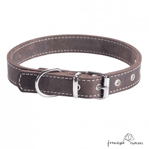 Collar de piel de vaquetilla Marrón...